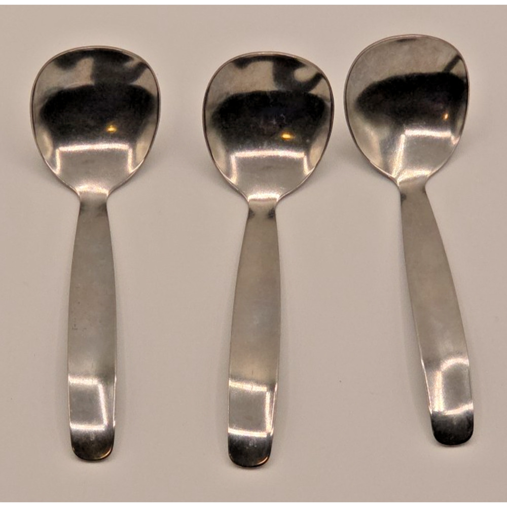 Set of 3 Sugar or Sauce Spoons Silver-plated
